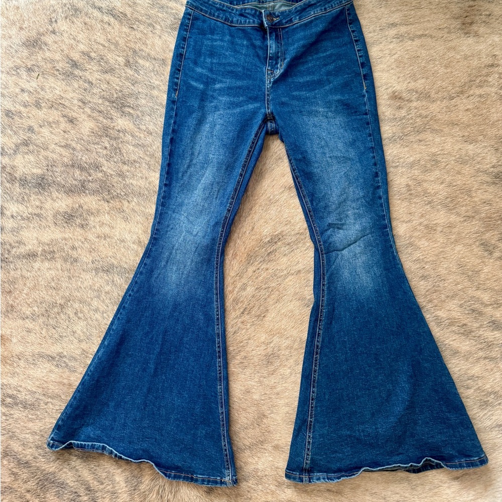 Rock & Roll Cowgirl Blue Flare Wide Leg Jeans